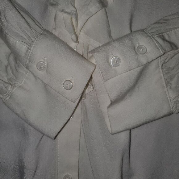 Sundance Eloquence Ivory Long Sleeve Ruffle Button Front Blouse Top XS - Picture 4 of 9